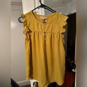 Philosophy Anthropologie Yellow Flutter Sleeveless Blouse Shirt Top Women M